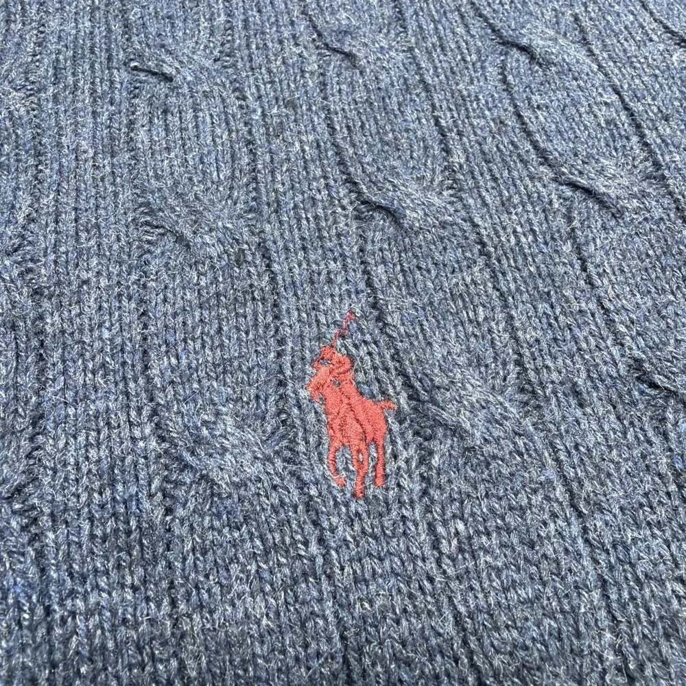 VTG 90's Polo Ralph Lauren SILK Sweater Mens XL Cable Knit Fisherman Blue Rare!